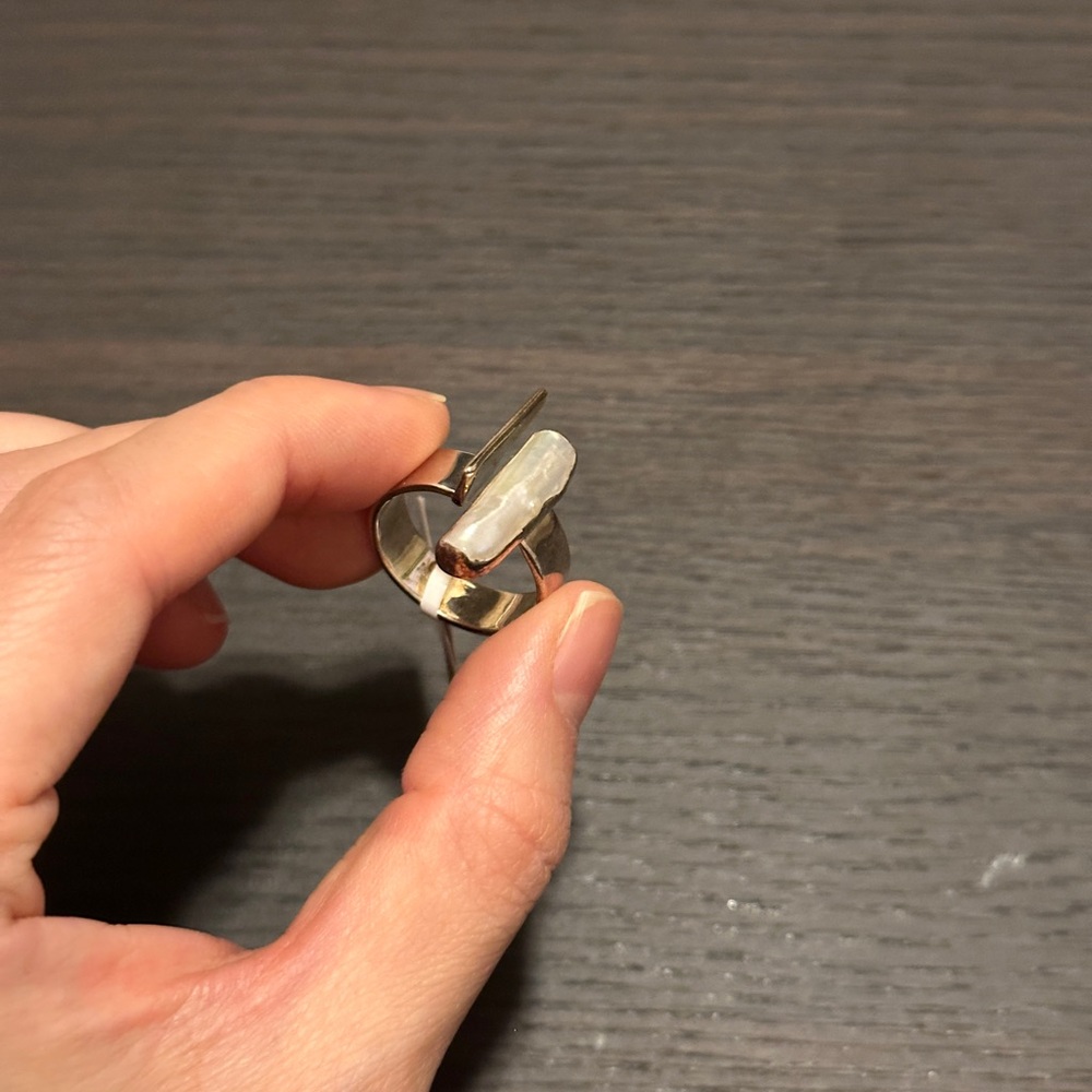 Sterling Silver Ring with Elongated White Pearl - Picture 5 of 7